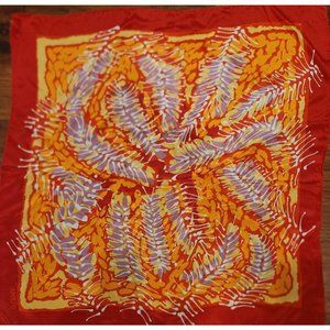 Vintage Adolfo 100% Silk Scarf Red, Orange Yellow France Hand Rolled 1970s